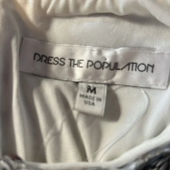 Dress The Population NWOT Statement Silver Sequined Bell Sleeve Mini (0477) - Picture 9 of 11